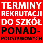 Znaczek z tekstem "Terminy rekrutacji do szkód ponadgimnazjalnych"